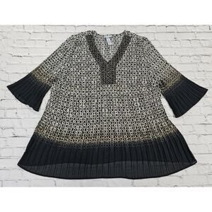 Catherines V Neck Stretch Abstract Print Sheer Top Blouse WOMENS SIZE 3X